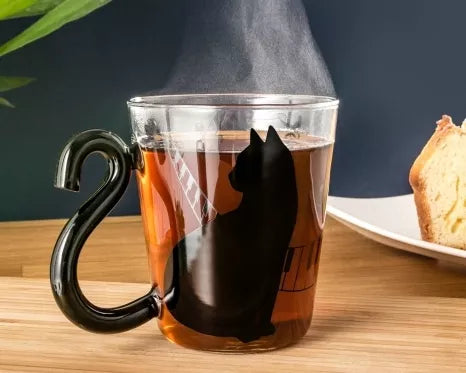 Puodelis su katino atvaizdu ir uodegos formos rankenėle, 300 ml