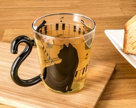 Puodelis su katino atvaizdu ir uodegos formos rankenėle, 300 ml