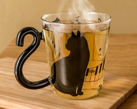 Puodelis su katino atvaizdu ir uodegos formos rankenėle, 300 ml