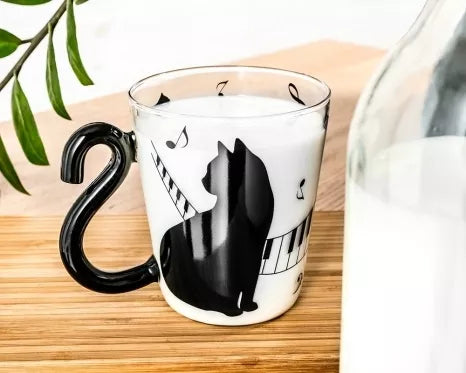 Puodelis su katino atvaizdu ir uodegos formos rankenėle, 300 ml