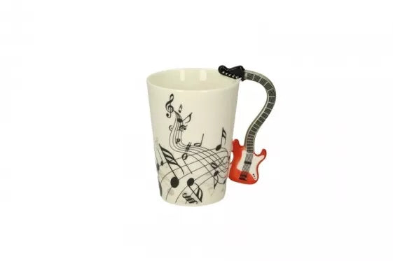 Puodelis su raudonos gitaros formos rankena, 250 ml