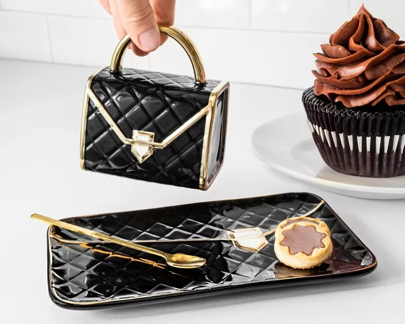 Rinkinys - Puodelis Su Lekštute Ir Šaukšteliu, Juodas