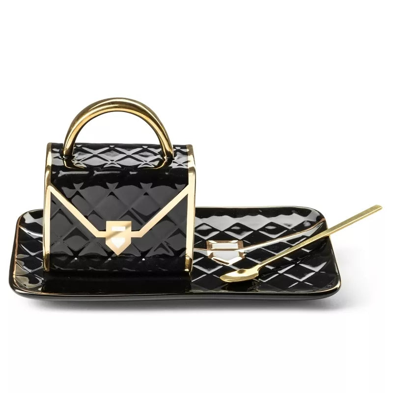 Rinkinys - Puodelis Su Lekštute Ir Šaukšteliu, Juodas