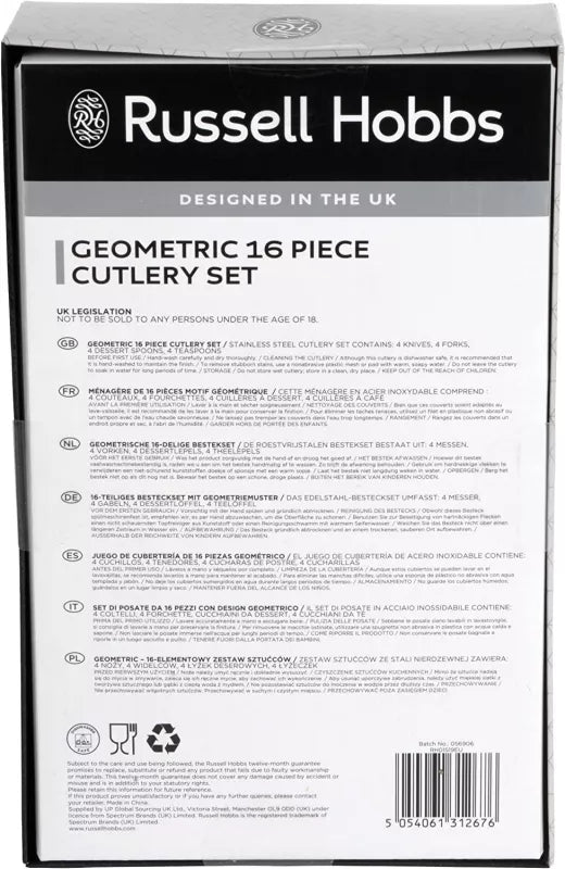 Russell Hobbs Rh01519Eu7 Geometrinis Stalo Įrankių Rinkinys 16 Vnt