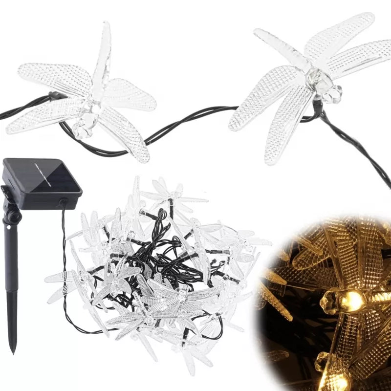 Saulės Dragonfly Sodo Žibintai 6,5 M 30Led Šiltai Balta