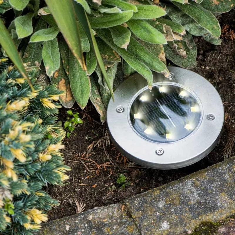 Saulės Sodo Šviestuvai 8 Led, 4 vnt, Šalta Balta Spalva