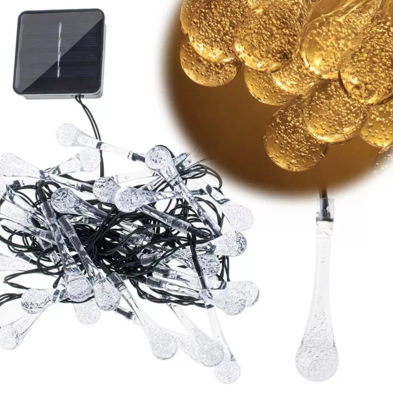 Saulės Įkraunama Sodo Girlianda, 6,5 m, 30 LED, Šiltai Balta