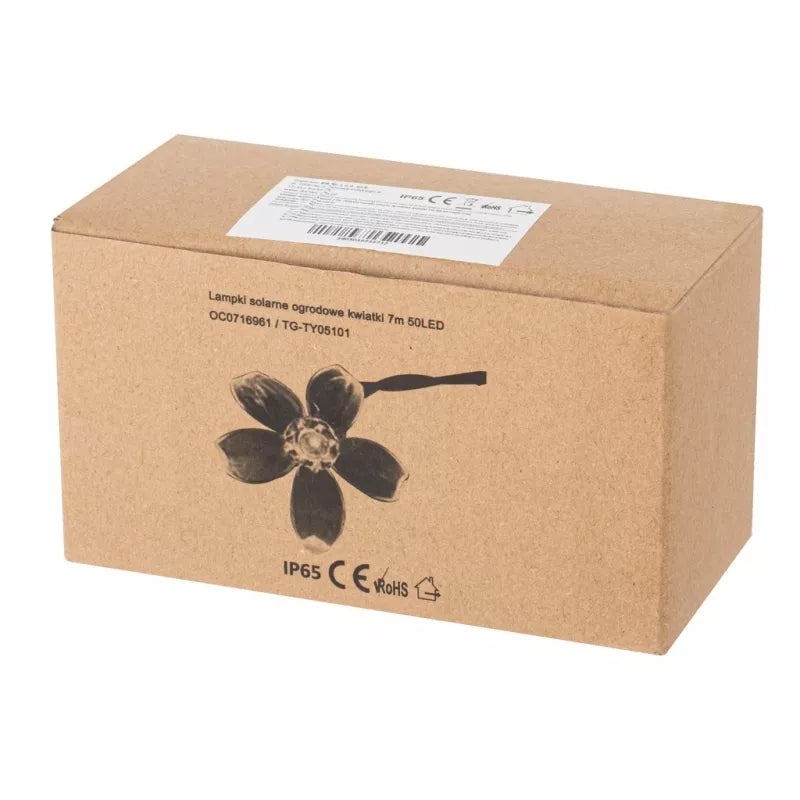 Saulės Įkraunama Sodo Girlianda, 7 m, 50 LED, Šiltai Balta