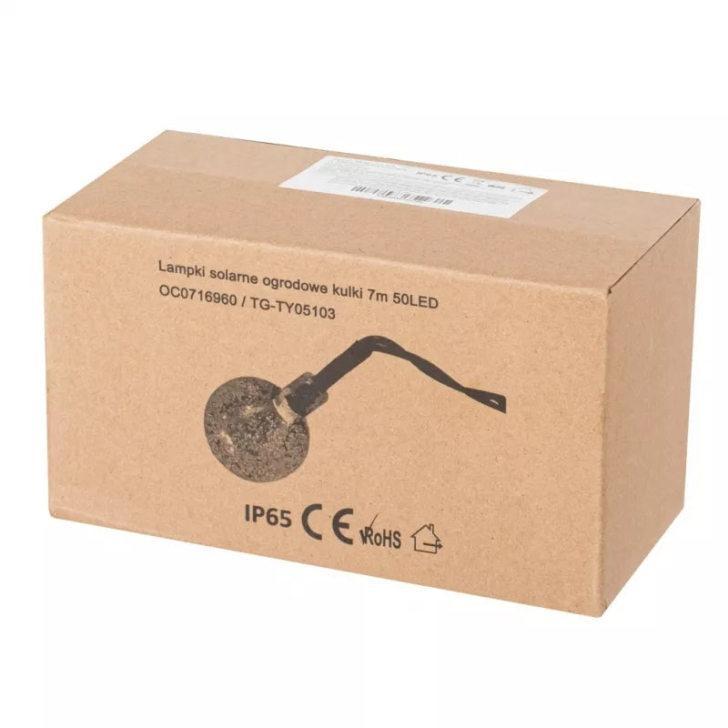 Saulės Įkraunama Sodo Girlianda, 7 m, 50 LED, Šiltai Balta