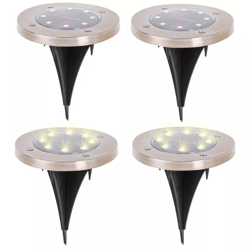 Saulės Sodo Šviestuvai 8 Led, 4 vnt, Šiltai Balta Spalva