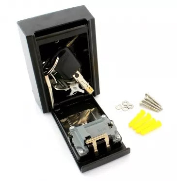 Užrakinama raktų dėžutė su slaptažodžiu, 12 x 8,7 x 4 cm juoda