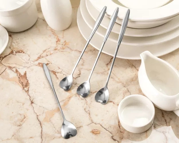 Širdelės Formos Šaukšteliai, Sidabriniai, 4Vnt.