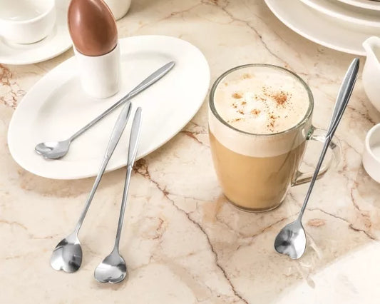 Širdelės Formos Šaukšteliai, Sidabriniai, 4Vnt.