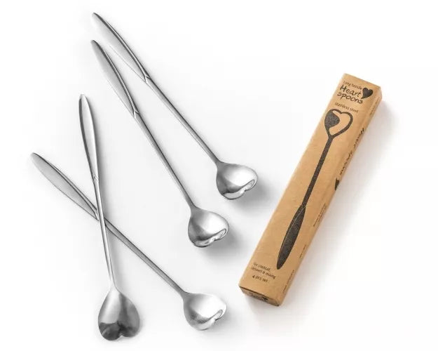 Širdelės Formos Šaukšteliai, Sidabriniai, 4Vnt.