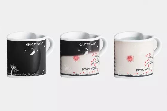 Širdelės formos, spalvą keičiantis "Meilės" puodelis, 330 ml