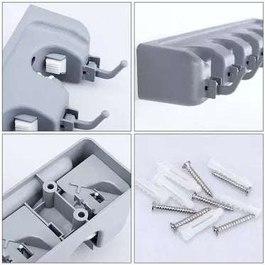 Šluotų laikiklis, 40,5 x 6,5 x 11 cm (pilkas)