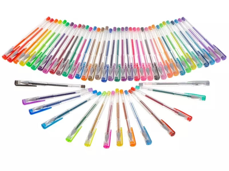 Spalvoti Blizgučiais Puošti Gelio Rašikliai, 50 Vnt.