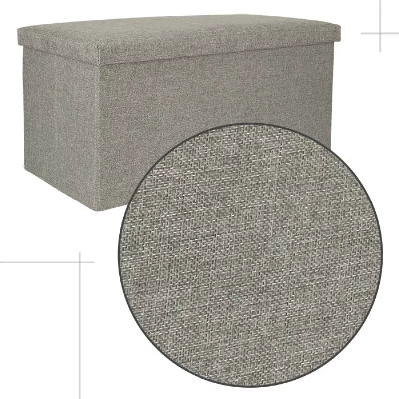 Sulankstomas Pufas Su Dėže Pilkas Didelis 76 X 38 X 38 Cm