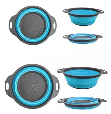 Sulankstomas silikoninis kiaurapuodis, 2 vnt (mėlynas, pilkas)