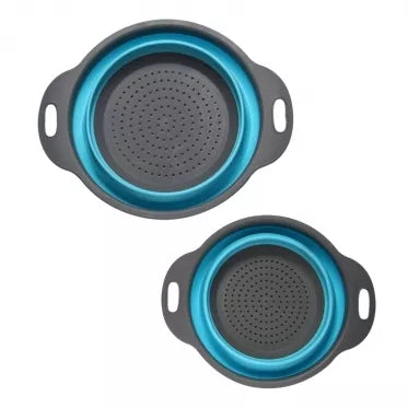 Sulankstomas silikoninis kiaurapuodis, 2 vnt (mėlynas, pilkas)