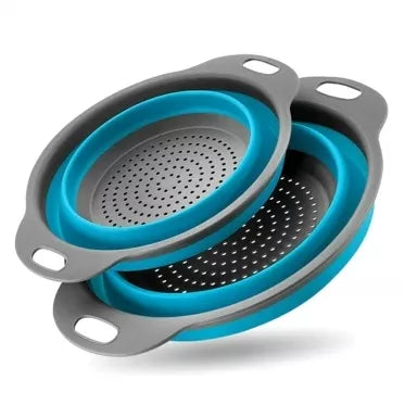 Sulankstomas silikoninis kiaurapuodis, 2 vnt (mėlynas, pilkas)