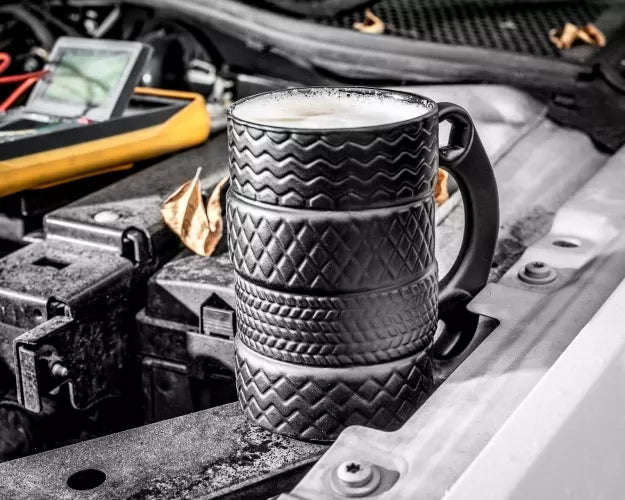 Keramikinis Puodelis - Padangos Su Veržliarakčio Juoda Rankena