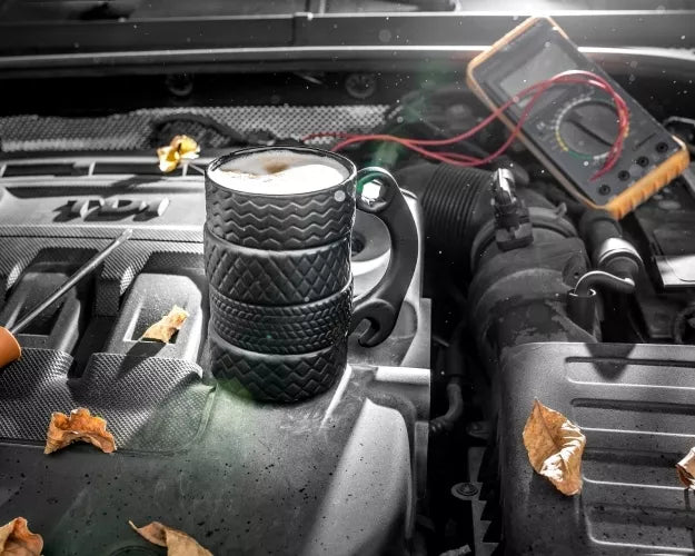 Keramikinis Puodelis - Padangos Su Veržliarakčio Juoda Rankena