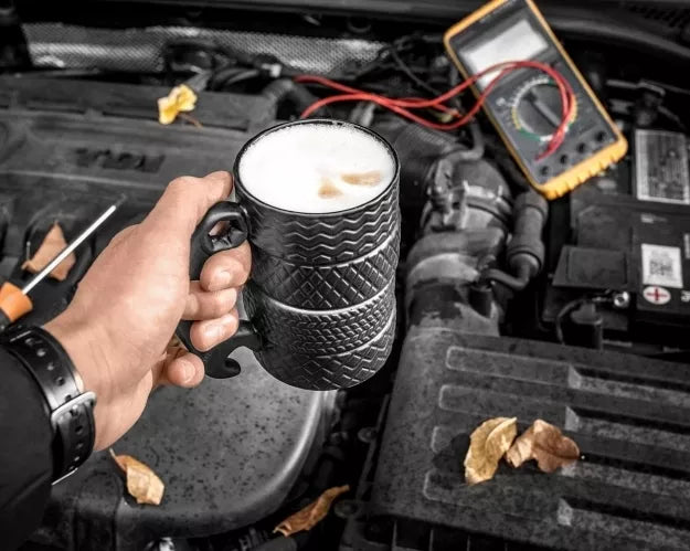 Keramikinis Puodelis - Padangos Su Veržliarakčio Juoda Rankena