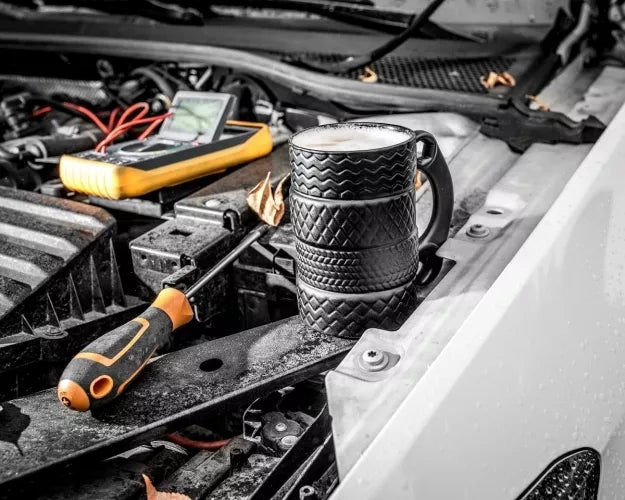 Keramikinis Puodelis - Padangos Su Veržliarakčio Juoda Rankena