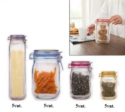 Užtraukiamų maišelių biriems maisto produktas rinkinys, 20 vnt