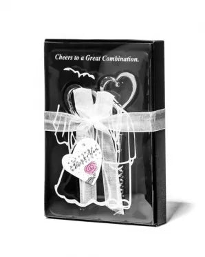 Vyno butelių atidarytuvas ir kamštis "Širdelė" (juoda)